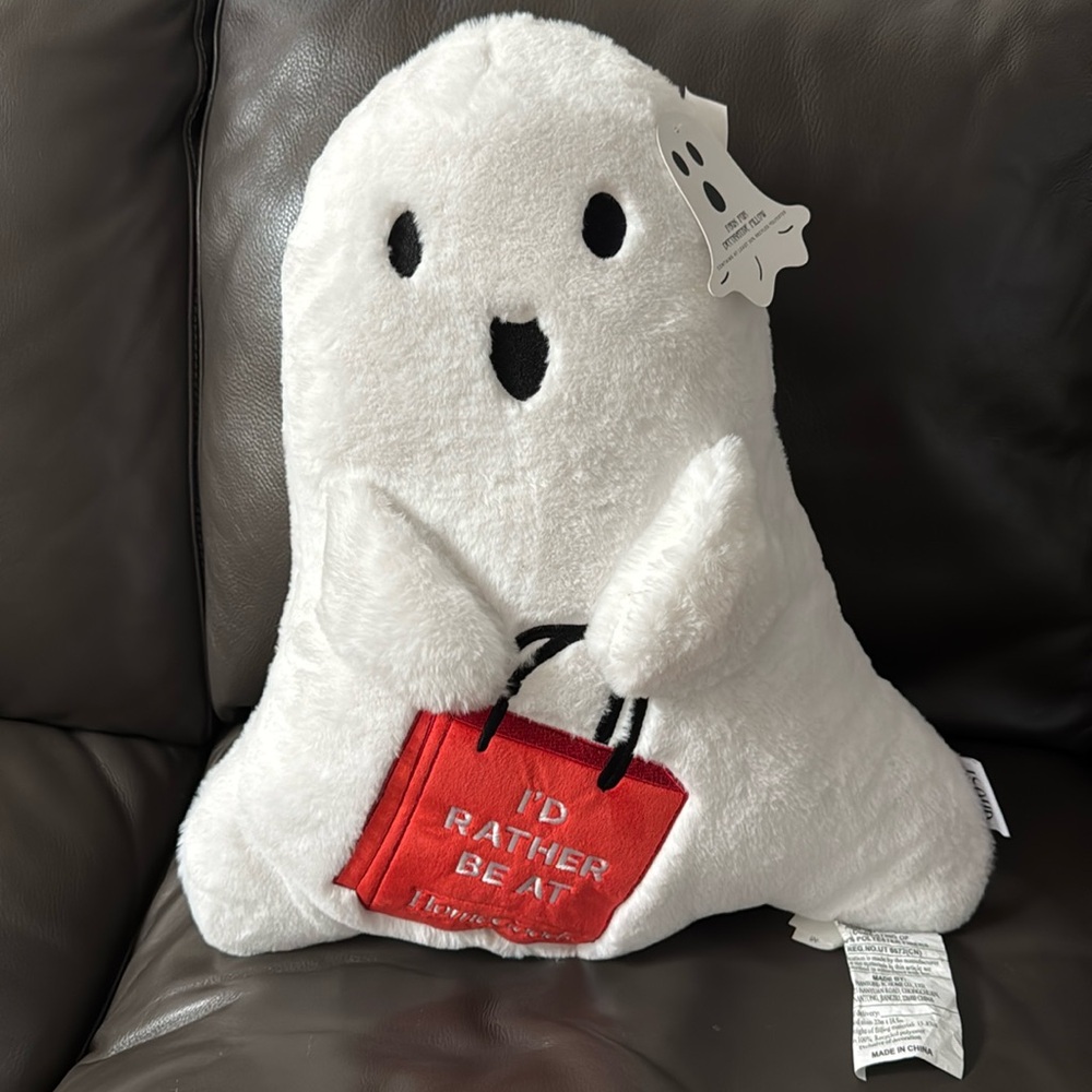 Halloween White Ghost Pillow With Red Bag “I’d Rather Be At Homegoods”